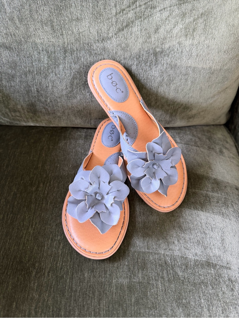 b.o.c. Flower Slip-On Sandals with Tan Footbed